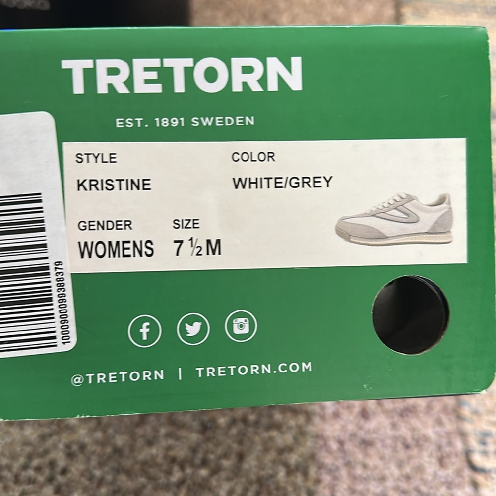 BRAND NEW IN BOX! Tretorn Kristine Grey and White Sneakers | size 7.5 - Picture 2 of 6